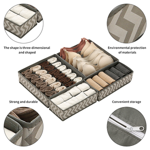 ชุดจัดระเบียบตู้เสื้อผ้าแบบพับได้ 4 ชิ้น รุ่นโมเดิร์น ทำจากอะลูมิเนียมและ <span class=keywords><strong>PET</strong></span> สำหรับเก็บชุดชั้นใน บรา และถุงเท้า ลายทาง - Product Image 2