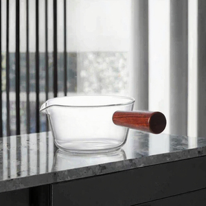 Pot de bouillon de soupe en verre de cristal clair manche en bois résistant à la chaleur casserole pour Sauce au lait nouilles Ramen bols à salade cuisson - Product Image 3