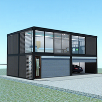 Maison de conteneur maritime à 2 étages de 40 pieds avec garage, maison de conteneur maritime modulaire de luxe, conception à 2 chambres