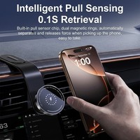 Pengisi Daya Nirkabel 15W dengan Dudukan Mobil Magnetik dari Paduan Memori Fleksibel untuk iPhone MagSafe, Penyangga Ponsel dengan Rotasi 360 Derajat