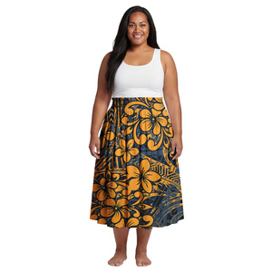 Excelente Vestido Midi con Estampado Floral Personalizado, Estilo Polinesio, Cintura Alta, Falda <span class=keywords><strong>Aloha</strong></span> para Mujer, Faldas Samoanas para Mujer - Product Image 2