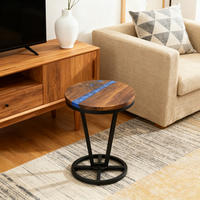 Maison naturelle petite table basse ronde en bois de noyer noir et résine époxy table d'appoint pour salon chambre chevet