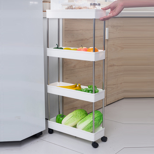 Four - Layer Kitchen Multi Functional 13cm Plastic <strong>Narrow</strong> <strong>Shelving</strong> Removable with Wheels - Product Image 4
