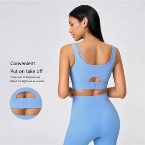 Soutien-gorge de sport pour femme avec boucle et dos ajouré, haute élasticité, antichoc et de maintien, idéal pour le yoga et la gym - Product Image 4