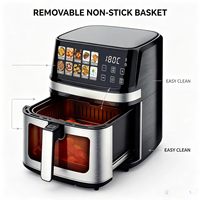 Friteuse à air numérique tactile 8L 1700W 360 en gros °   Cuisinière domestique OEM à circulation rapide d'air chaud avec panier amovible