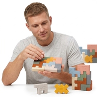 Mainan Edukatif Puzzle Balok Hewan Lunak yang Dapat Disesuaikan, Dapat Diperas, dan Dapat Digigit untuk Merangsang Sensorik