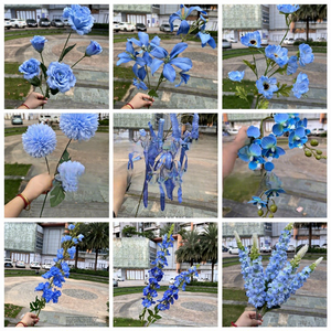 Fleurs artificielles bleu clair en gros pour la décoration de mariage à domicile - Product Image 4
