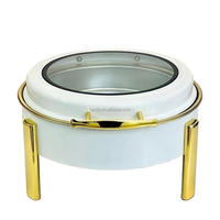 Ensemble de réchauds de buffet hydrauliques en acier inoxydable blanc et or 6L pour équipement de restauration et traiteur