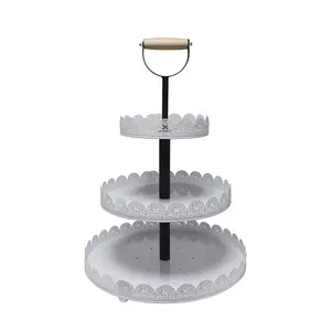 Soporte de metal galvanizado para cupcakes Soporte de metal Soporte de servicio de 3 niveles Bandeja de servicio de 3 niveles para fiestas redondas de tres niveles