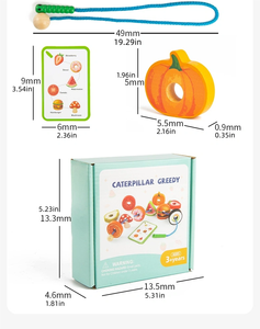 Juguetes Educativos de Oruga Gulosa para Niños: Juego de Enhebrar Cuentas y Bloques de Construcción, Oruga <span class=keywords><strong>Come</strong></span> Frutas, Frutas y Cuerdas para Enhebrar - Product Image 6