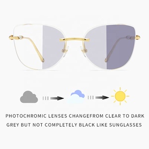 <span class=keywords><strong>Occhiali</strong></span> da Vista Senza Montatura <span class=keywords><strong>di</strong></span> Lusso con Lenti Fotocromatiche per Donne, Montatura a Occhio <span class=keywords><strong>di</strong></span> <span class=keywords><strong>Gatto</strong></span> in Metallo Anti Luce Blu e Anti Riflesso - Product Image 5