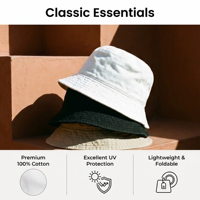 Chapeau Bob en Coton Lavé Unisexe Femme Homme Couleur Unie Basique Pliable Protection Solaire Été Large Bord Casquette de Pêcheur