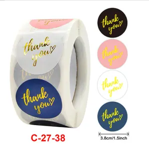 Cuộn lên màu vàng nóng Cảm ơn bạn Sticker quà tặng doanh nghiệp trang trí phong bì con dấu Nhãn dán nhãn