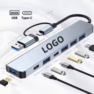 Multi Port <b>USB</b> <b>USB</b>-C <b>HUB</b> Aluminum Alloy 8 in 1 Adapter OTG Splitter 8 in 1 Docking Station for Laptop PC Smartphone - Product Image 4