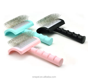Professional Stainless Steel <b>Pet</b> Hair <b>Brush</b> Custom Size Curved Long Pin Dog Grooming Tool Handle Slicker <b>Brush</b> for Animal Care - Product Image 5