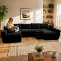 Canapé modulaire multi-places compressible sous vide en velours côtelé doux pour les grands espaces de vie familiaux