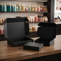 Boîte d'expédition pliable en carton ondulé noir personnalisée, boîte d'emballage pour cosmétiques, boîte cadeau avec logo