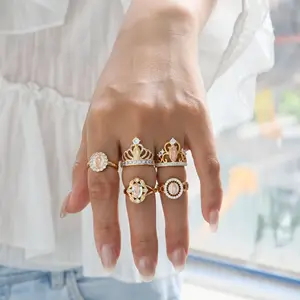 18K emas dipenuhi wanita Kami cincin Guadalupe Virgencita SanJudas temerekam perhiasan wanita anak perempuan perhiasan cincin halus