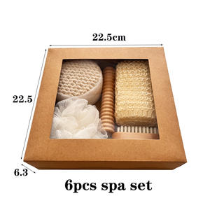 Bain sept pièces ensemble gommage serviette bain brosse pied broyeur pierre sisal bain fleur éponge ensemble - Product Image 2