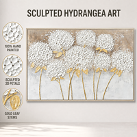 Peinture à l'huile d'hortensia blanc pur peinte à la main, prix de gros, pétales 3D texturés, art mural encadré pour la décoration murale de la maison
