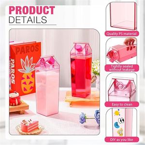 Botella de Acrílico Transparente con Forma de Cartón de Leche, Libre de BPA, con Logotipo Personalizado, a Prueba de Fugas, Apta para Lavavajillas, para Fiestas, Venta al Por Mayor - Product Image 6