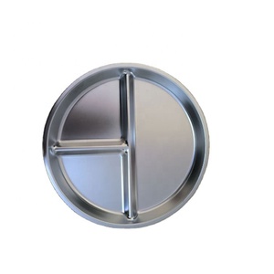 Assiettes pour enfants en acier inoxydable, lot de 3, 20 cm, assiette à compartiments pour le contrôle des portions des tout-petits, sans BPA, passe au lave-vaisselle, plat à collation pour bébé - Product Image 1