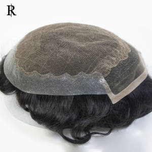 Peluca de Cabello Humano Virgen 100% Natural, Negra, Ondulada, de 6 Pulgadas, para Hombre, con Base de Encaje y PU, Cabello Indio - Product Image 4