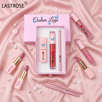 Kit de Rouge à Lèvres Végétalien Effet Brillant et Changeant de Couleur avec Crayon Contour des Lèvres Mat Crémeux Naturel et Huile à Lèvres Transparente en Tube Marque Blanche