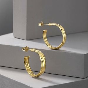 Dylam New Arrival <b>Fine</b> Fashion Accessories Jewelry Women S925 Silver 18K Gold Plated Twisted Line <b>Stud</b> <b>Earrings</b> - Product Image 5