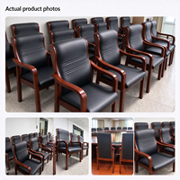Chaise de conférence robuste avec structure en bois et revêtement en cuir PU, chaise de direction en gros pour salle de réunion