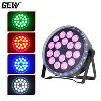 Projecteur LED plat 18x12W RGBW 4-en-1 DMX à contrôle sonore avec anneau lumineux pour scène, fête, discothèque, DJ, club
