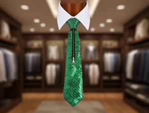 ผ้าผูกประดับเลื่อมสีเขียว ขนาด 7.5 ซม. x 35 ซม. ปิดด้วยซิป อุปกรณ์เสริมสำหรับงานปาร์ตี้ - Product Image 2