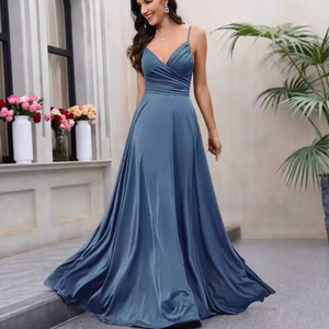 Vestido de noche azul cielo sin tirantes, corte en A, vestido formal largo, vestido de fiesta para mujer - Product Image 1
