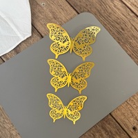 MOYI Großhandel 12 Stück/Set 3D Funkelnde Schmetterling Kuchendekoration Valentinstag Hochzeitstag Gold Blumendekoration