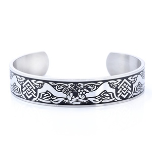 Open Nordic Viking Rune Valknut Stainless Steel Bracelet <b>Pagan</b> Amulet and Friend Mantra Fashion Celtic Bangle Cuff <b>Jewelry</b> - Product Image 3