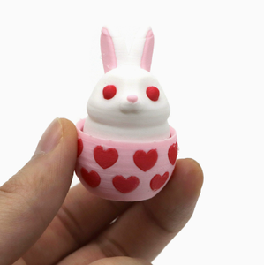 Figurine fantaisie en plastique en forme de lapin mignon de dessin animé, motif cœur, en forme d'œuf - Product Image 2