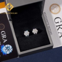Anting Desain Bunga Matahari 9mm Perak Sterling 925 VVS Moissanite Anting Stud Hip Hop Perhiasan untuk Pria Wanita Hadiah