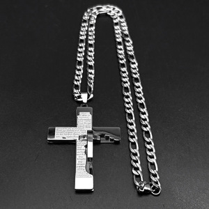 Colar Masculino Exclusivo de Aço Inoxidável com Cruz, Corrente Figaro, Crucifixo Cristão Católico, Joia Masculina de Fé. - Product Image 4