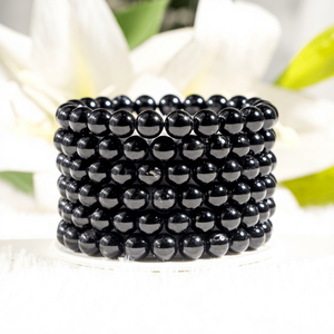 Worldwide Selling Excellent Quality Wholesale Healing Meditation Moon Black Color Apachetears Gemstone <b>Beaded</b> <b>Bracelet</b> - Product Image 1