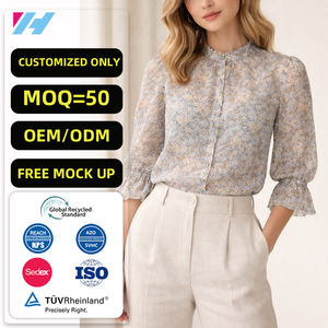Vente en gros de chemisiers pour femmes, mode décontractée d'été, imprimés floraux, élégants, chemises pour femmes - Product Image 1