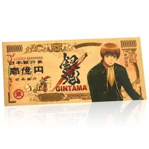 Billets de banque en feuille d'or <span class=keywords><strong>Gintama</strong></span> de l'anime japonais Kindian, billets en plastique plaqués or 24 carats, cartes de collection de dessins animés, souvenirs - Product Image 4