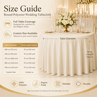 Nappe Ronde en Polyester pour Mariage, Réutilisable et Lavable, Housse de Table de Banquet, Taille Personnalisée pour Événements (Vente en Gros)