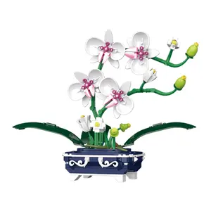 Zhegao-Mini-Blöcke künstlicher Bouquet-Pflanzenorkidee Bonsai-Blumen Bausteine-Modell Spielzeug Valentinstag Dekor Geschenk für erwachsene Mädchen