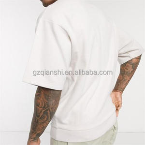 T-shirt blanc personnalisé de haute qualité, unisexe, coupé et cousu, pour homme, coupe ample, en coton épais, style boxy et court - Product Image 2