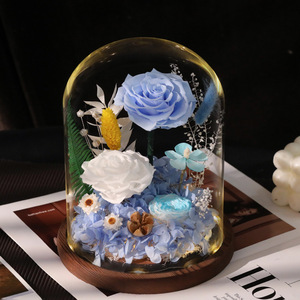 Roses éternelles <span class=keywords><strong>de</strong></span> haute qualité en gros sous cloche en verre – Cadeau idéal pour anniversaire, Saint-Valentin, décoration intérieure – Fleurs éternelles - Product Image 6