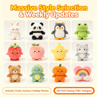 Peluches en vrac pour machine à griffes, mini animaux en peluche, mélange d'animaux non rembourrés, poupées de dessins animés et d'anime pour prix de jeux d'arcade