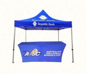 Housse de table personnalisée pour événements, impression par sublimation, polyester/coton, prix bas, directement de l'usine, couleurs et tailles personnalisées - Product Image 1