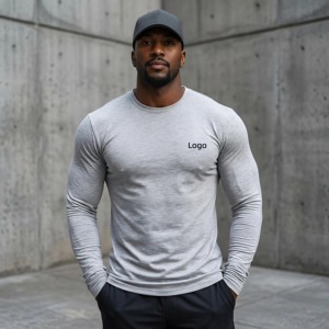 เสื้อยืดออกกำลังกายแขนยาวพรีเมียมสำหรับทุกฤดู ผลิตจากโรงงานขายส่ง ไม่มีป้ายยี่ห้อ ผ้าสแปนเด็กซ์ แห้งเร็ว ระบายอากาศได้ดี - Product Image 1