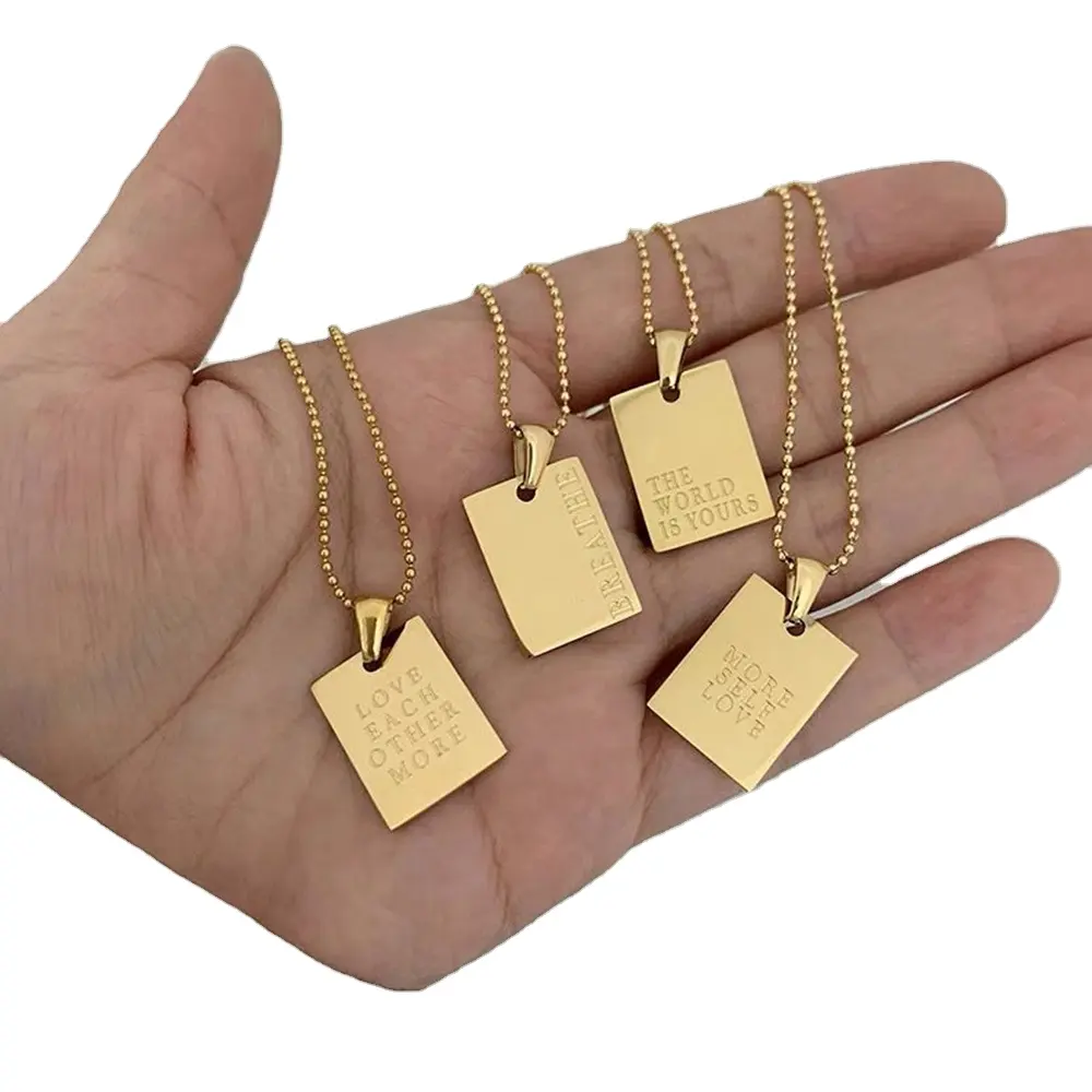 2024 personalizzato in acciaio inox 18K 14K gioielli in oro personalizzato etichette pendenti semplice collana OEM/ODM Design