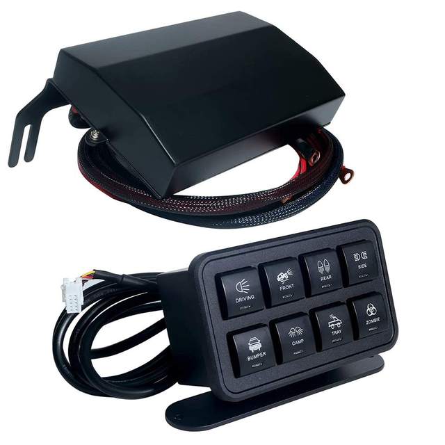 12V Offroad 8 Gang Rotary Switch Panel with 160A Max Current Plastic Material for Universal Car with Relay Control System Box